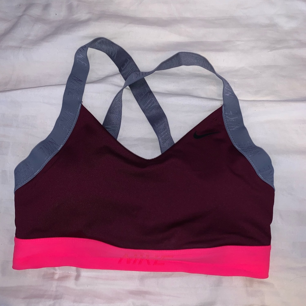 Nike Cross Back burgundy sports bra